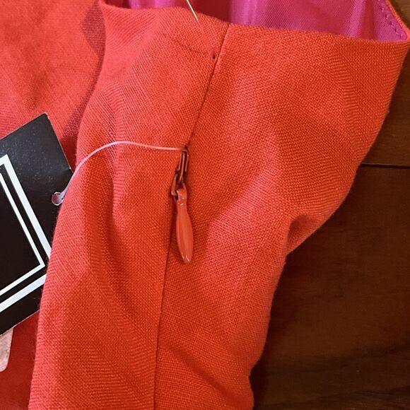 NWOT Positive Attitude Linen Blend Maxi Dress A Line 10P V Neck Red Orange - Picture 9 of 13
